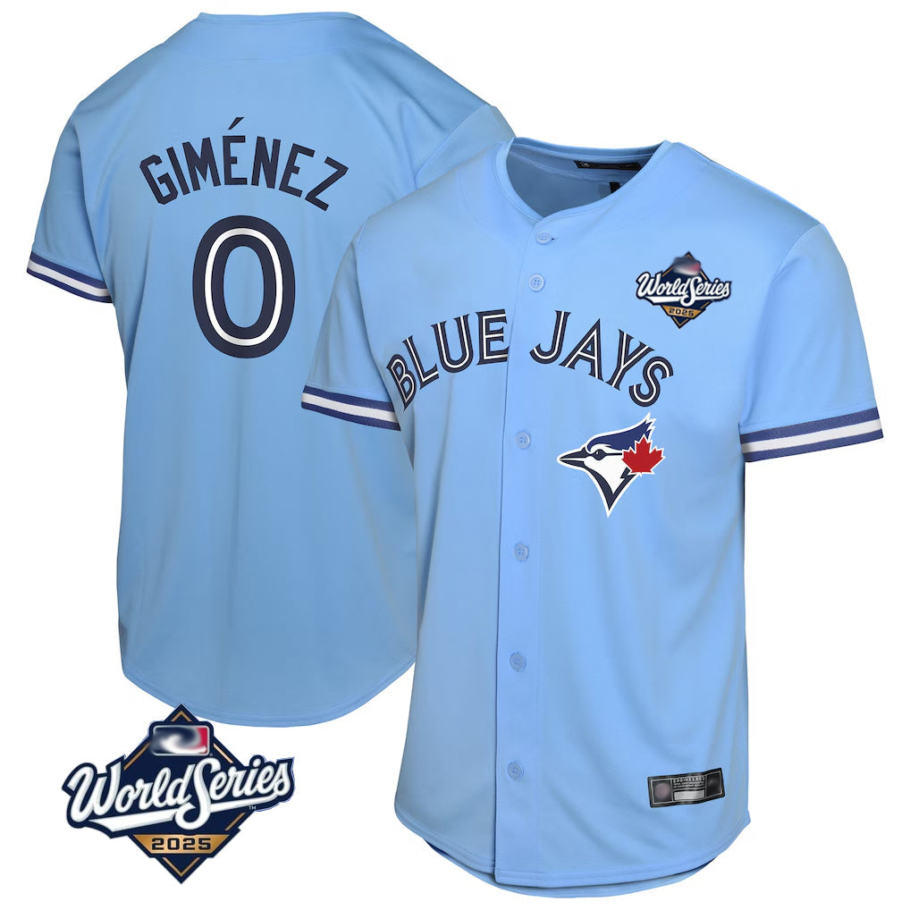 tuec T.Blue Jays #0 Andres Gimenez Player Blue 2025 World Series Game Stitched Jerseys