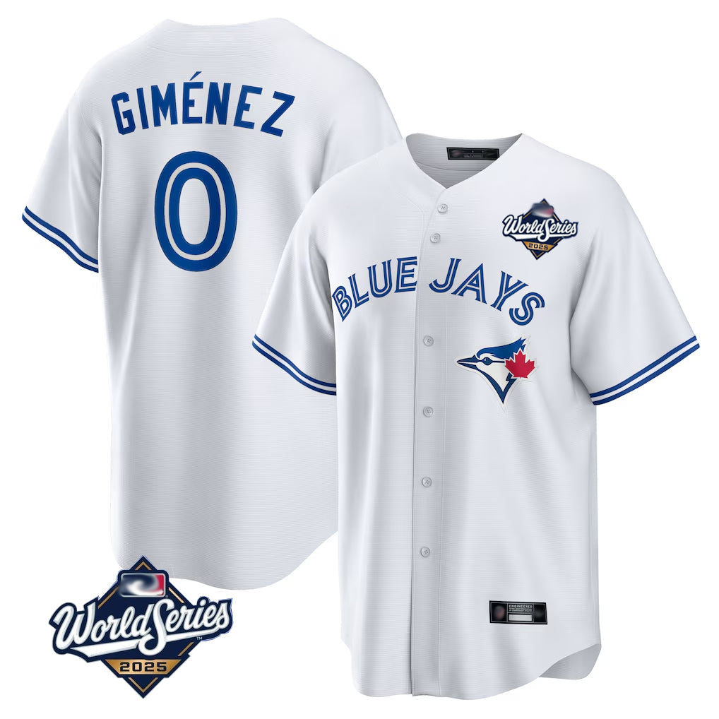 tuec T.Blue Jays #0 Andres Gimenez Player White 2025 World Series Game Stitched Jerseys