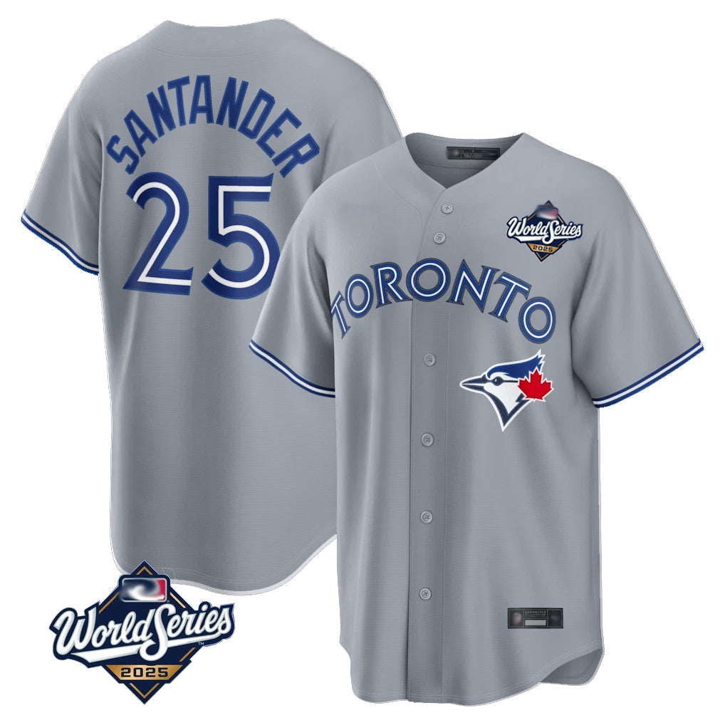 tuec T.Blue Jays #25 Anthony Santander Player Gray 2025 World Series Home Limited Stitched Jerseys