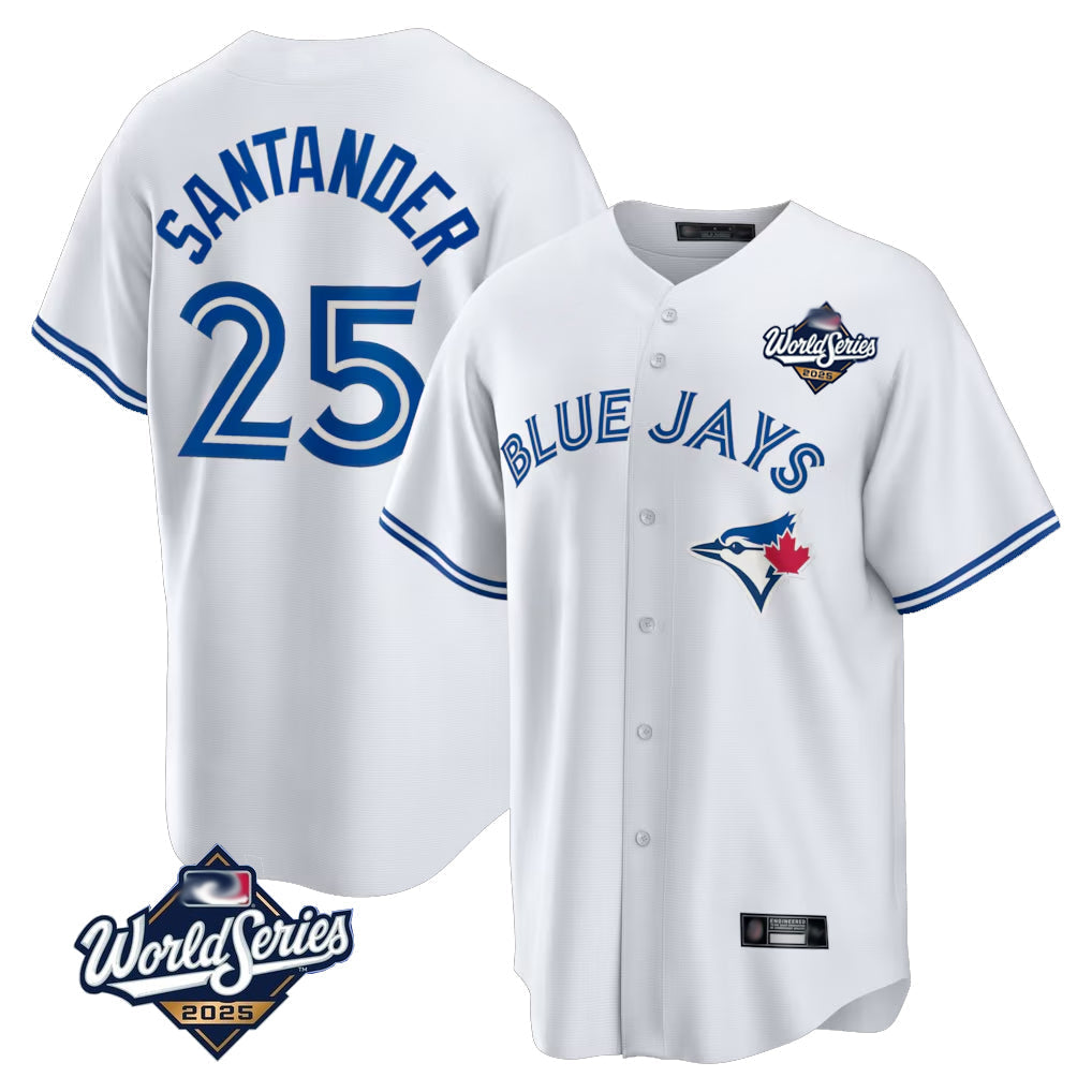 tuec T.Blue Jays #25 Anthony Santander Player White 2025 World Series Game Stitched Jerseys