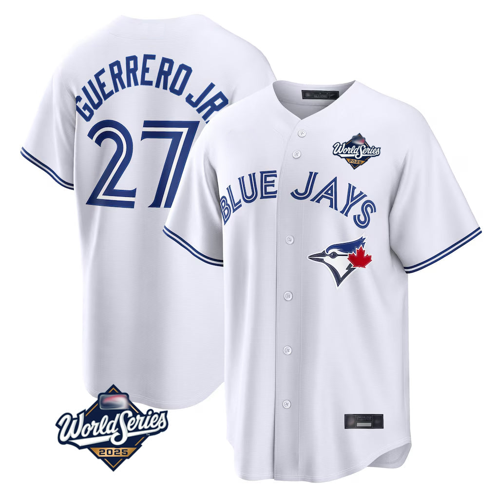 tuec T.Blue Jays #27 Vladimir Guerrero Jr Player White 2025 World Series Game Stitched Jersey