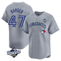 tuec T.Blue Jays #47 Addison Barger Player Gray 2025 World Series Stitched Jerseys