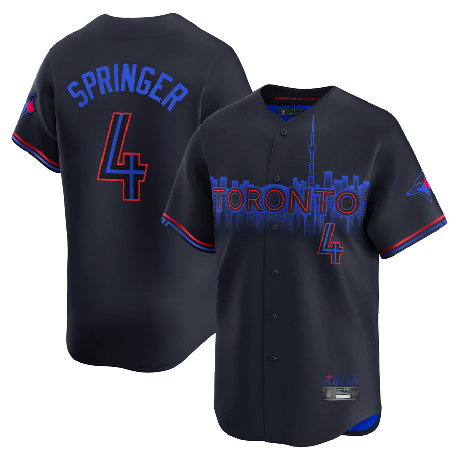 tuec T.Blue Jays #4 George Springer Player Black City Connect Limited Stitched Jerseys