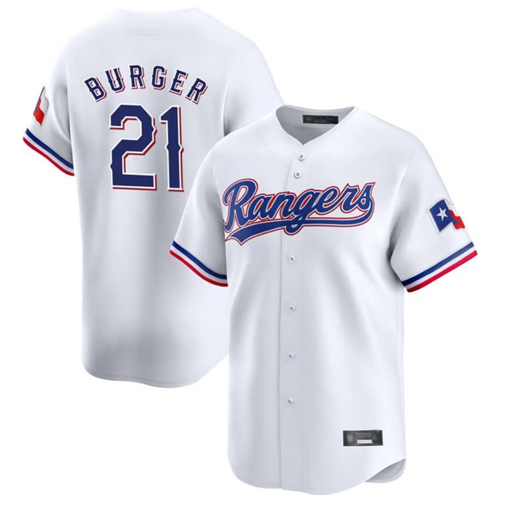 tuec T.Rangers #21 Jake Burger Player White&Blue Home Limited Stitched Jerseys