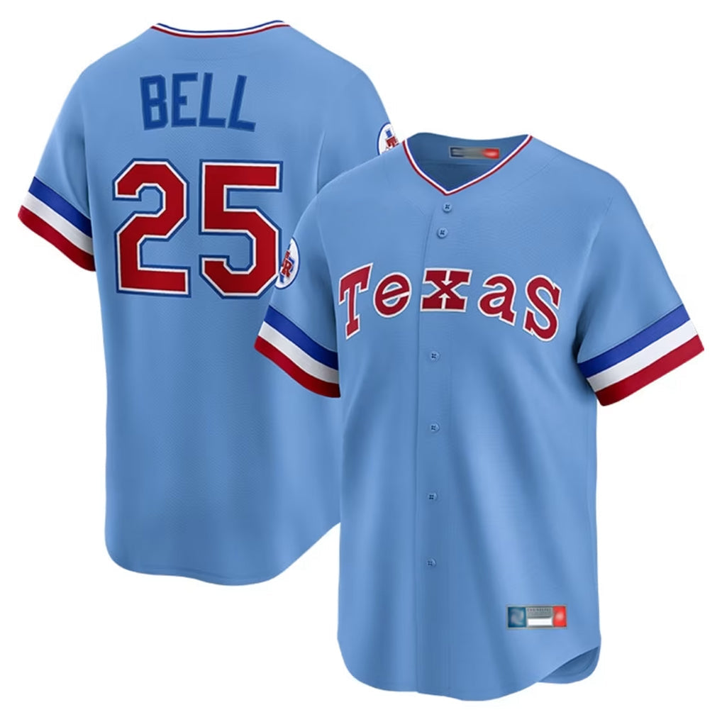 tuec T.Rangers #25 Buddy Bell Player Blue Home City Connect Limited Stitched Jerseys