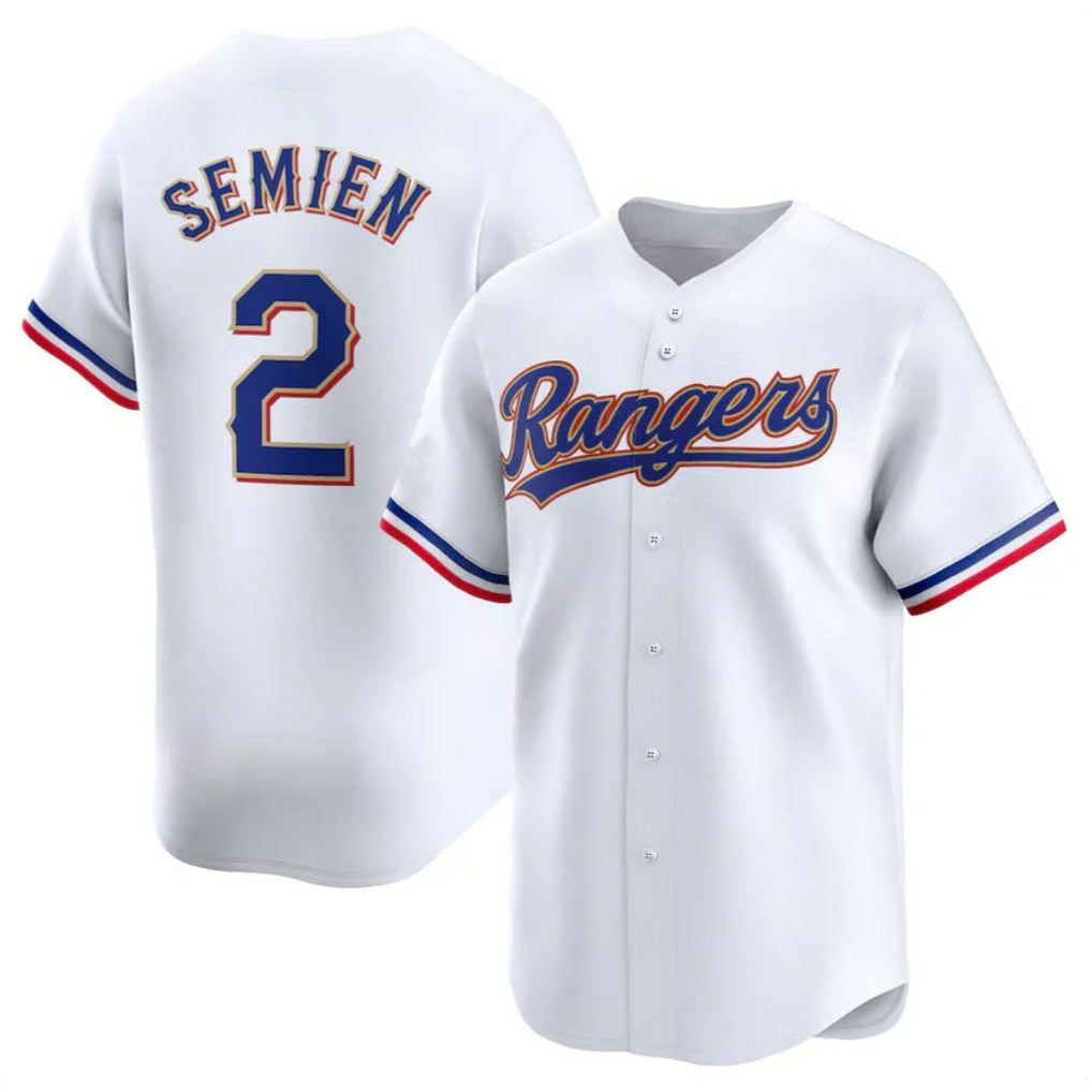 tuec T.Rangers #2 Marcus Semien Player Gold Collection Limited White Stitched Jerseys