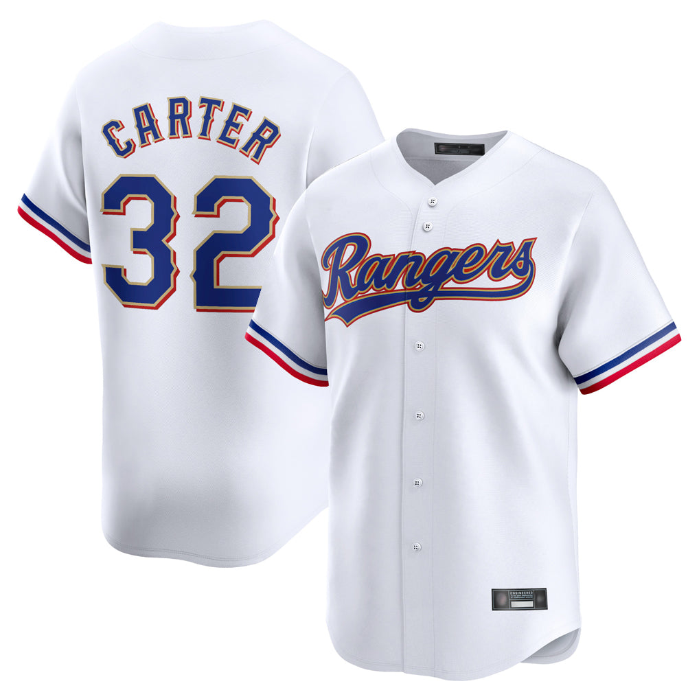 tuec T.Rangers #32 Evan Carter Player Gold Collection Limited Edition White Stitched Jerseys
