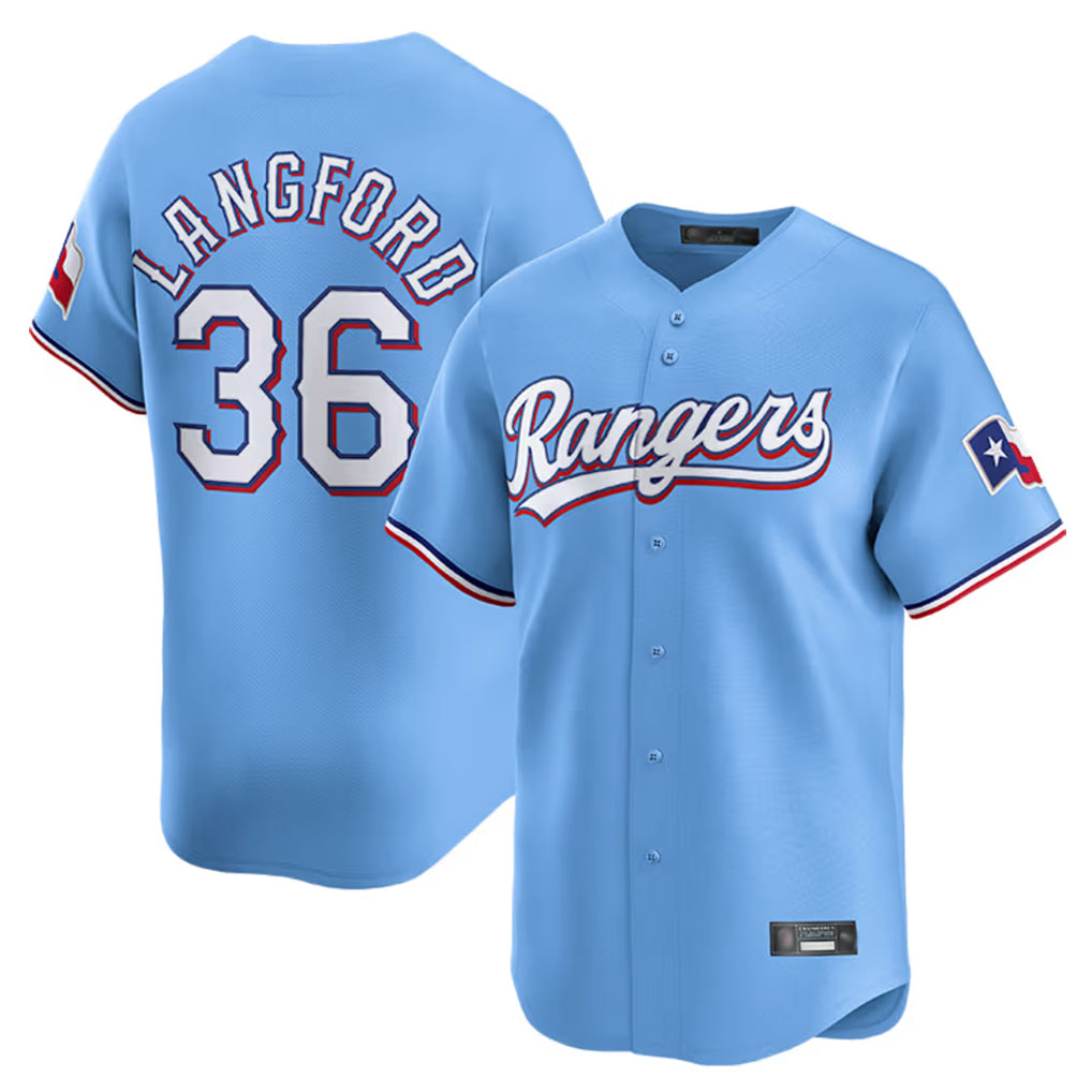 tuec T.Rangers #36 Wyatt Langford Player Light Blue Home Limited Stitched Jerseys