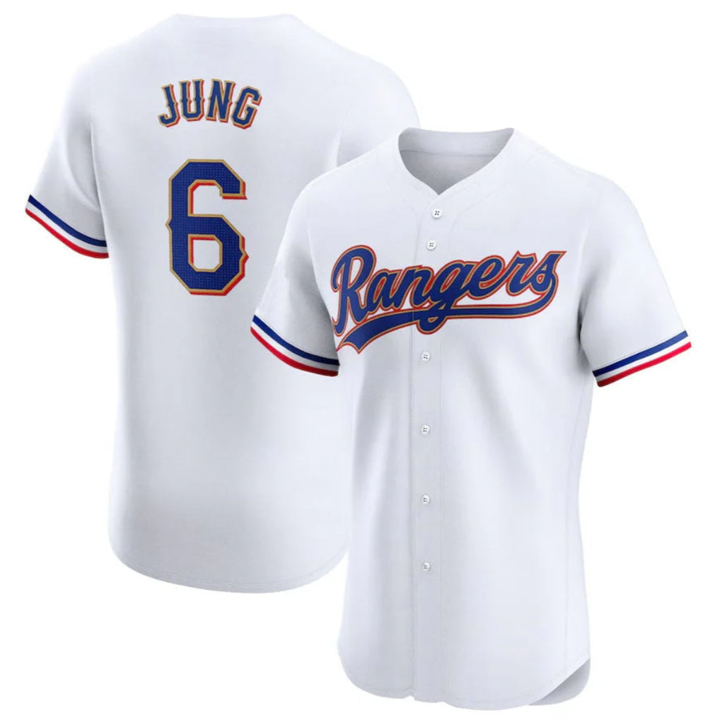 tuec T.Rangers #6 Josh Jung Player Gold Collection Elite Limited White Stitched Jerseys