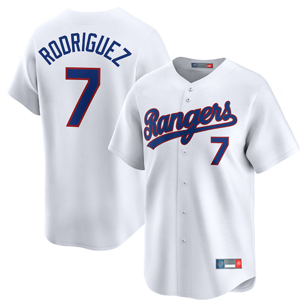 tuec T.Rangers #7 Ivan Rodriguez Player White Home Limited Stitched Jerseys