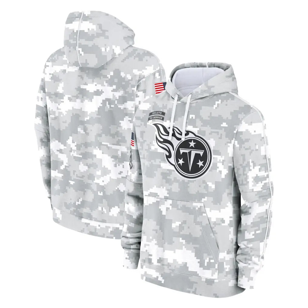 Tuec T.Titans Camo Arctic Salute to Service Pullover Hoodies Home Game Blank Player Stitched Jerseys