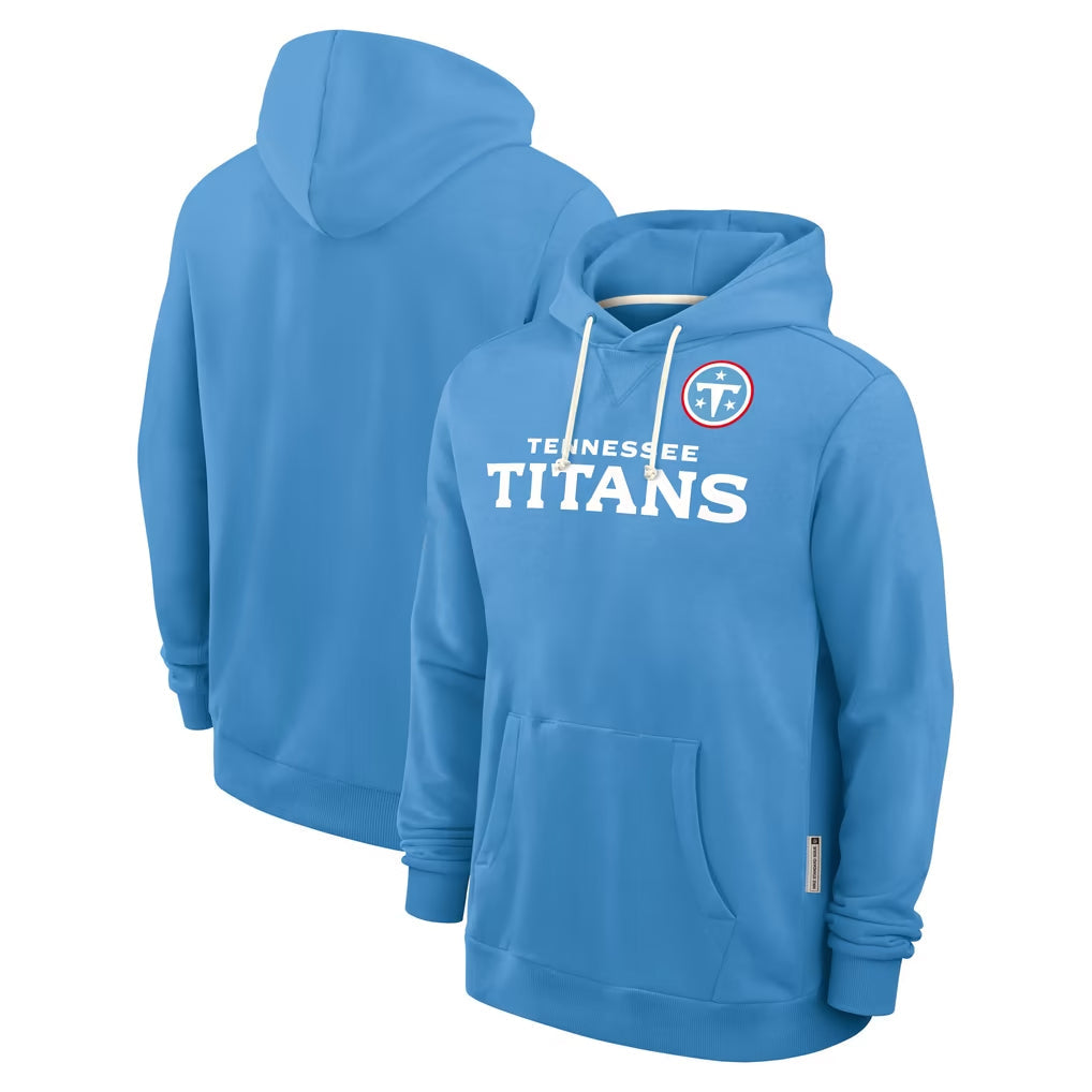 Tuec T.Titans Light Blue LOGO Pullover Hoodies Home Game Blank Player Stitched Jerseys