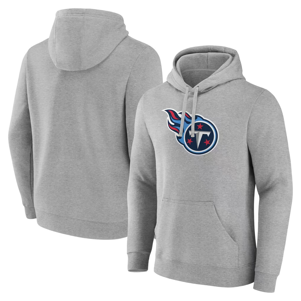 Tuec T.Titans Light Gray LOGO Pullover Hoodies Home Game Blank Player Stitched Jerseys