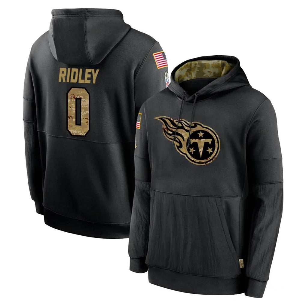 Tuec T.Titans #0 Calvin Ridley Player Black Salute to Service Sideline Performance Pullover Hoodies Home Game Stitched Jerseys