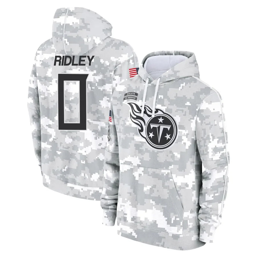 Tuec T.Titans #0 Calvin Ridley Player Camo Arctic Salute to Service Pullover Hoodies Home Game Stitched Jerseys