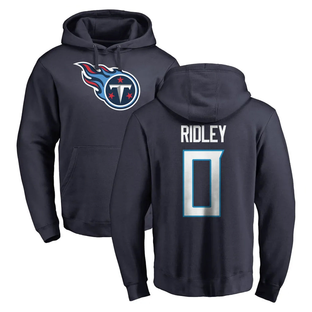 Tuec T.Titans #0 Calvin Ridley Player Navy Logo Pullover Hoodies Home Game Stitched Jerseys