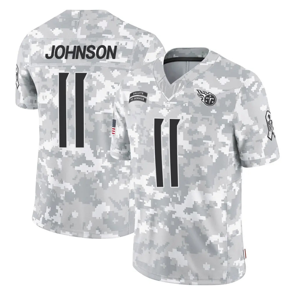 Tuec T.Titans #11 Jermaine Johnson II Player Arctic Camo Limited Salute to Service Home Game Stitched Jerseys