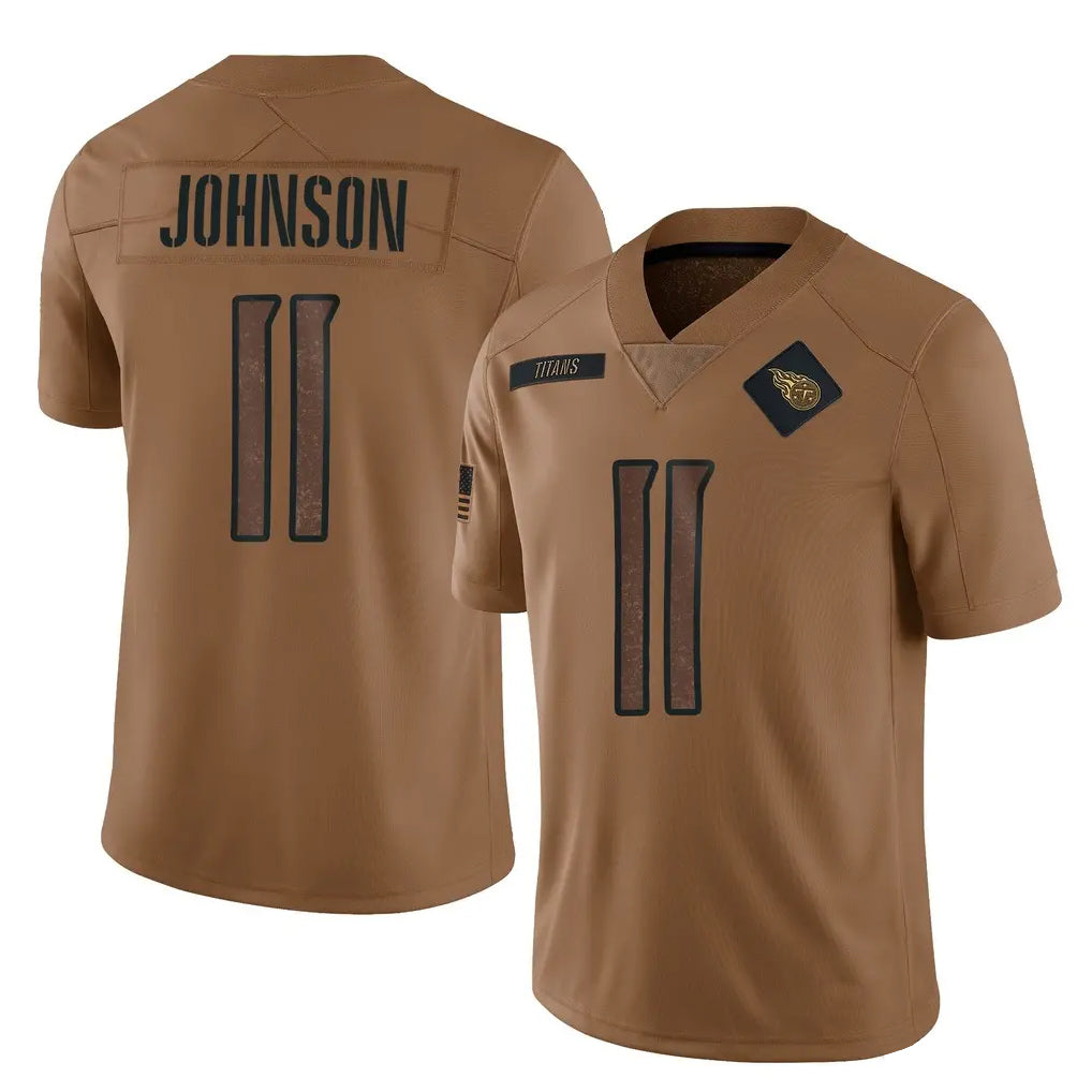 Tuec T.Titans #11 Jermaine Johnson II Player Brown Limited Salute to Service Home Game Stitched Jerseys