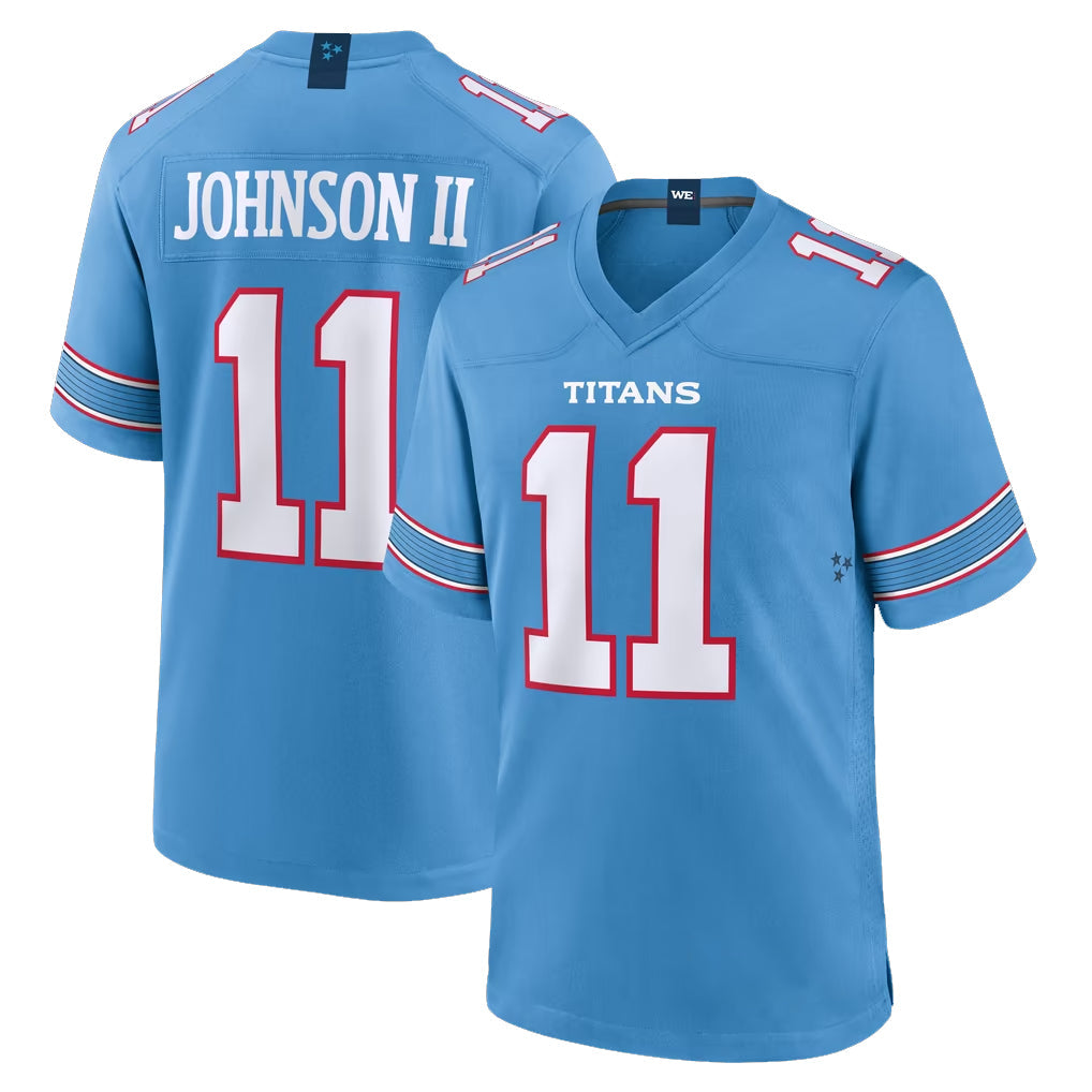 Tuec T.Titans #11 Jermaine Johnson II Player Light Blue 2026 Game Home Stitched Jerseys