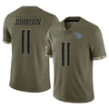 Tuec T.Titans #11 Jermaine Johnson II Player Olive Limited Salute to Service Home Game Stitched Jerseys