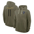 Tuec T.Titans #11 Jermaine Johnson II Player Olive Salute to Service Hoodies Home Game Stitched Jerseys