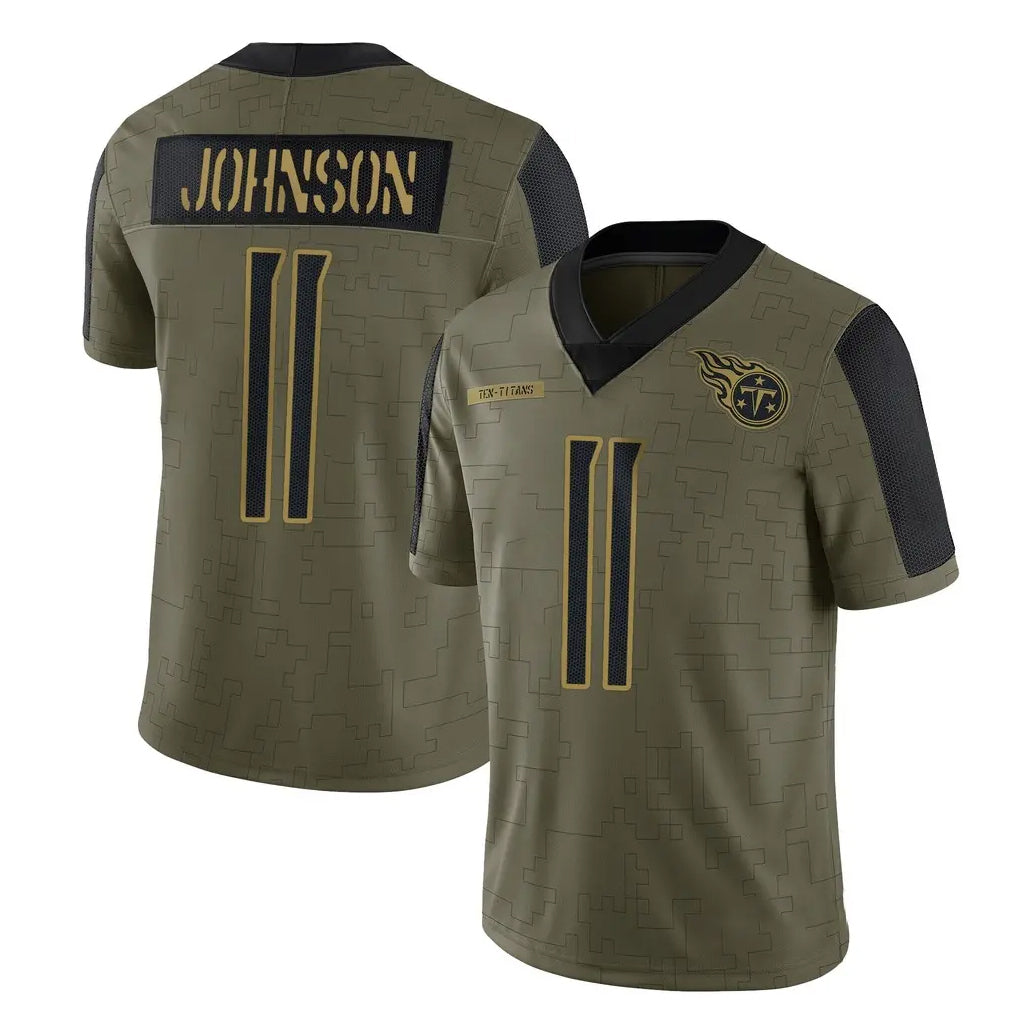 Tuec T.Titans #11 Jermaine Johnson II Player Olive Salute to Service Limited Home Game Stitched Jerseys