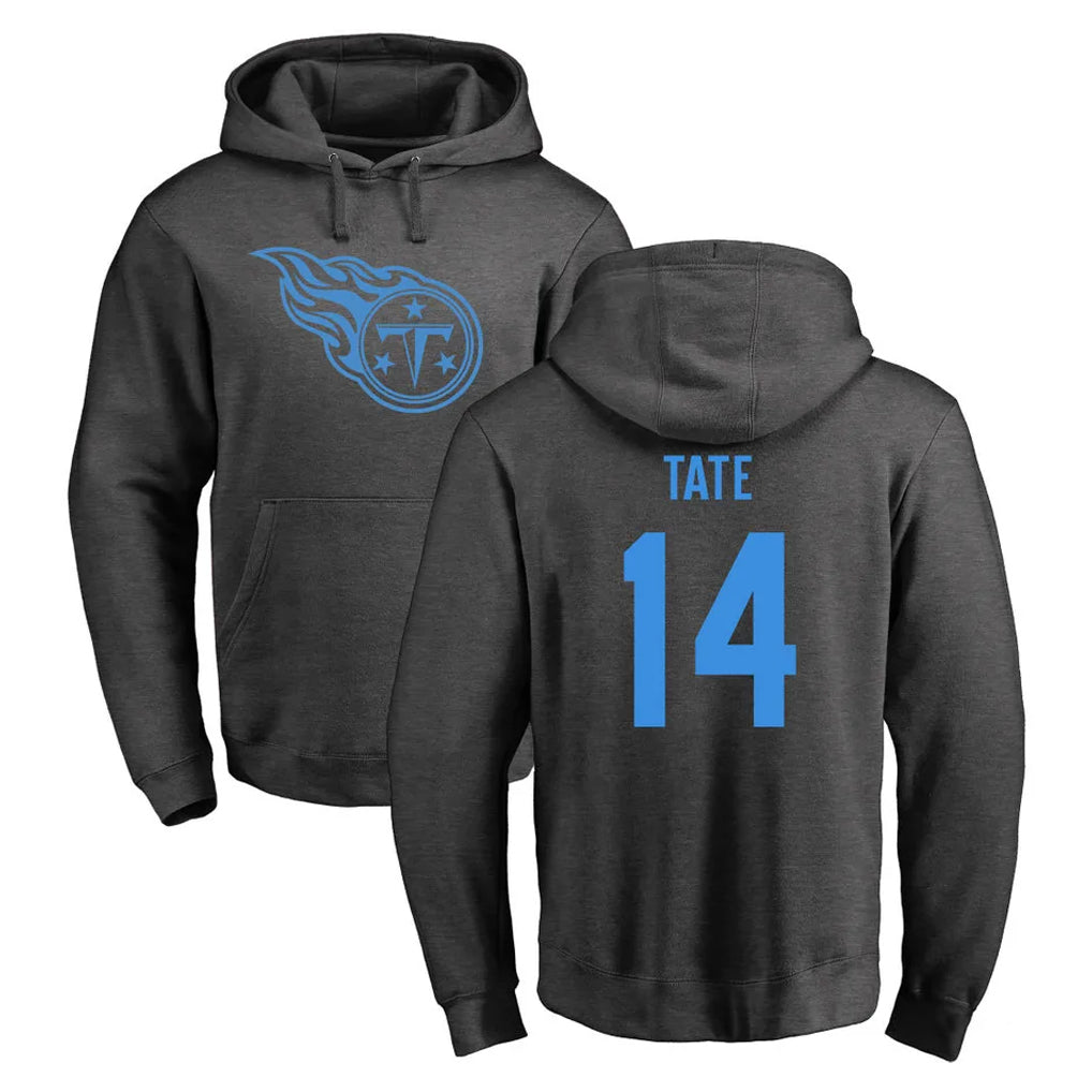Tuec T.Titans #14 Carnell Tate Player Ash One Color Pullover Hoodies Home Game Stitched Jerseys
