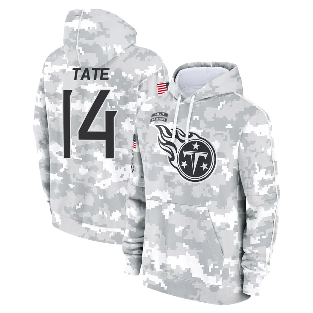 Tuec T.Titans #14 Carnell Tate Player Camo Arctic Salute to Service Pullover Hoodies Home Game Stitched Jerseys
