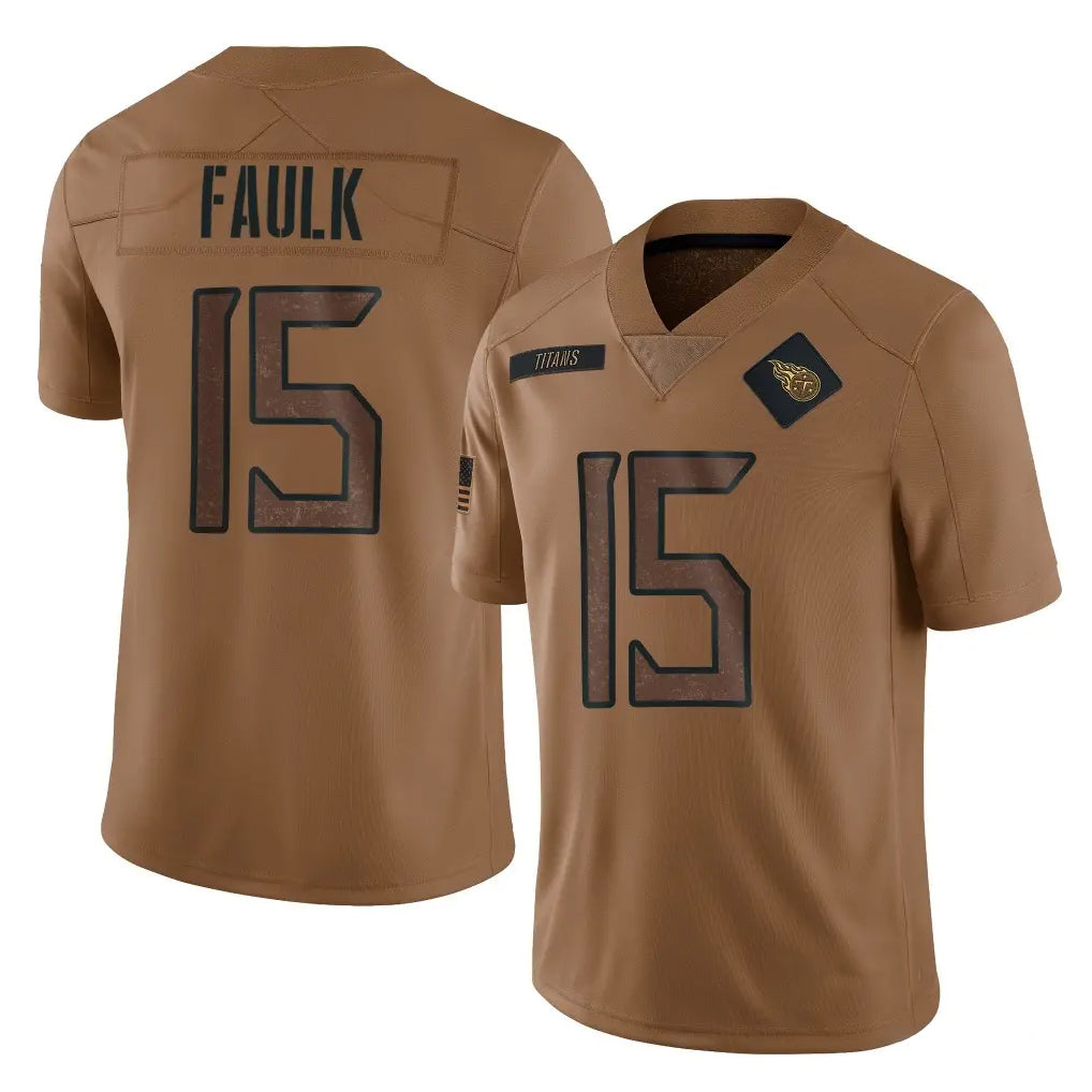 Tuec T.Titans #15 Keldric Faulk Player Brown Limited Salute to Service Home Game Stitched Jerseys