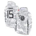 Tuec T.Titans #15 Keldric Faulk Player Camo Arctic Salute to Service Pullover Hoodies Home Game Stitched Jerseys