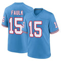 Tuec T.Titans #15 Keldric Faulk Player Light Blue Oilers Throwback Home Game Stitched Jerseys