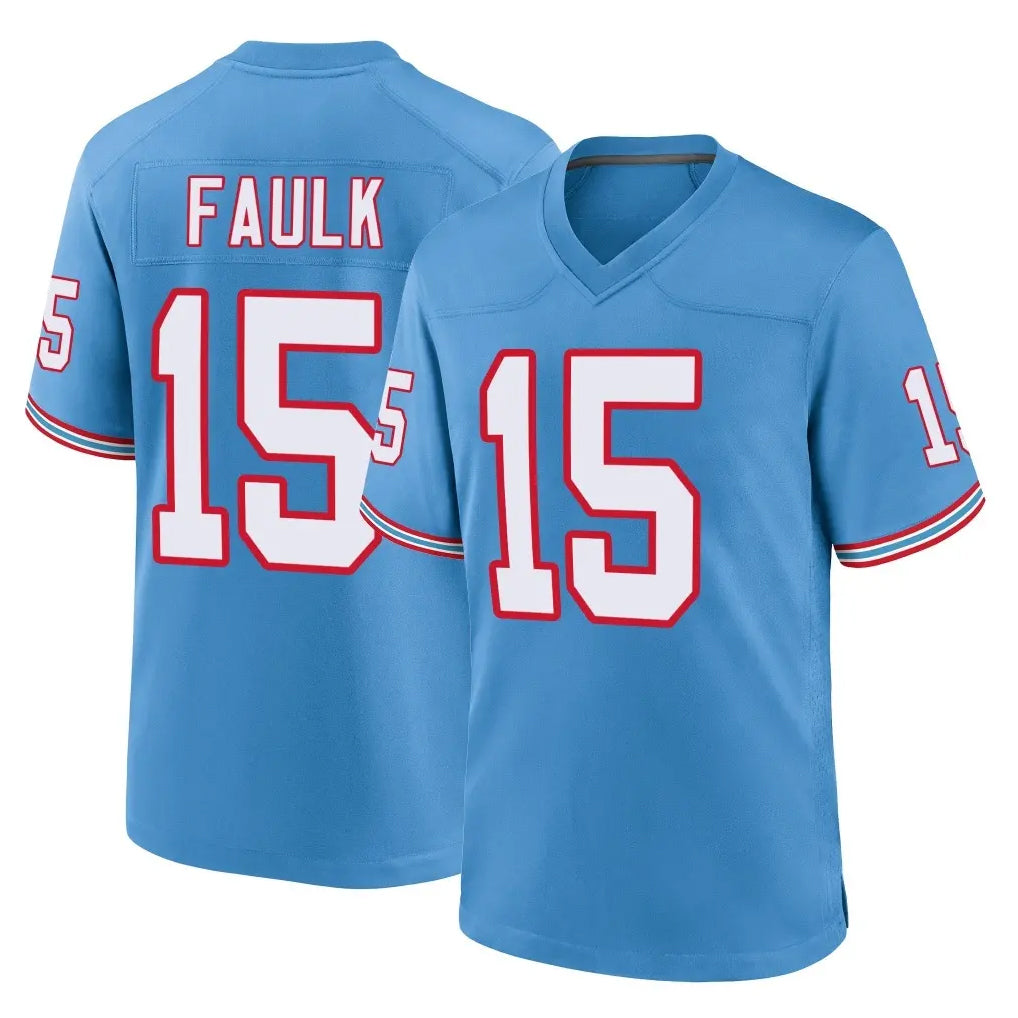 Tuec T.Titans #15 Keldric Faulk Player Light Blue Oilers Throwback Home Game Stitched Jerseys