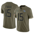 Tuec T.Titans #15 Keldric Faulk Player Olive Limited Salute to Service Home Game Stitched Jerseys