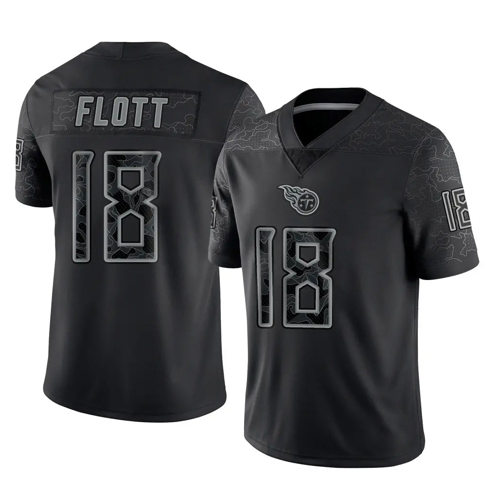 Tuec T.Titans #18 Cor'Dale Flott Player Black Limited Reflective Home Game Stitched Jerseys