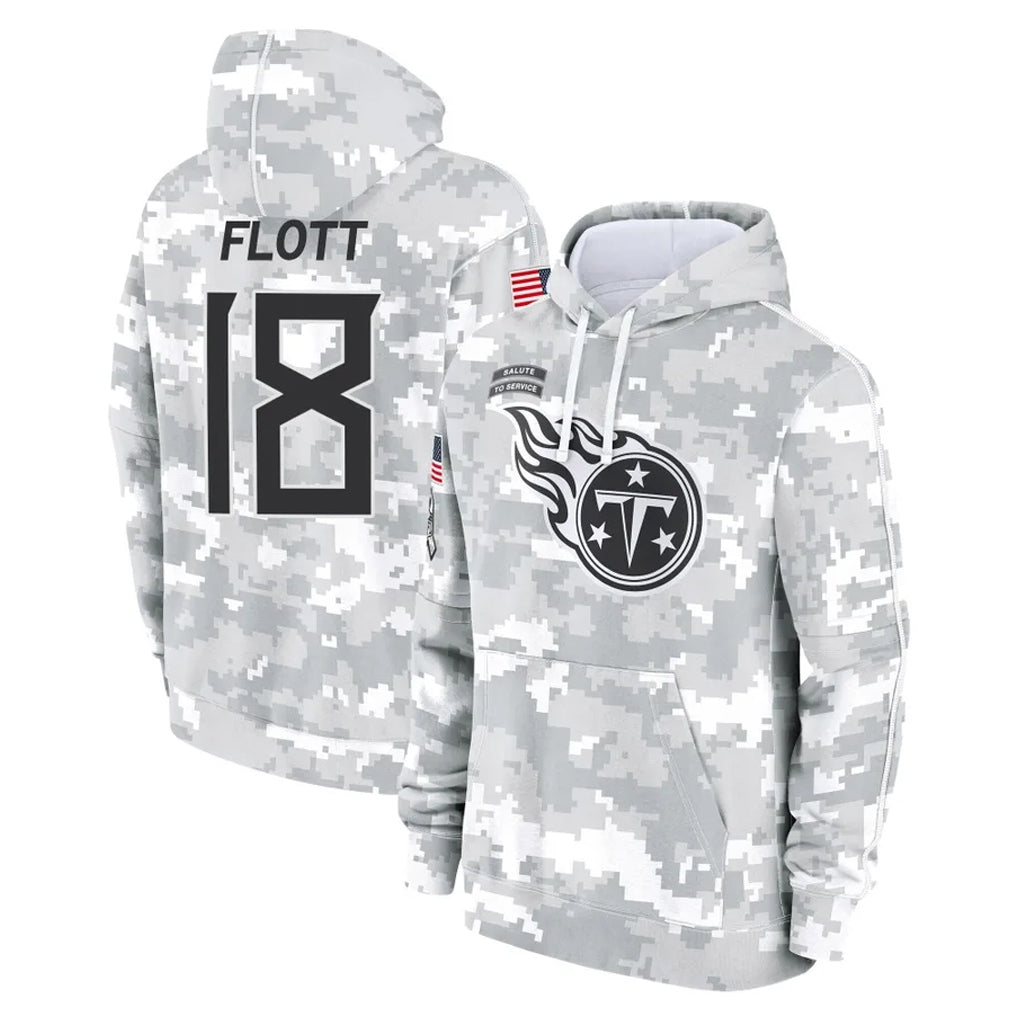 Tuec T.Titans #18 Cor'Dale Flott Player Camo Arctic Salute to Service Pullover Hoodies Home Game Stitched Jerseys