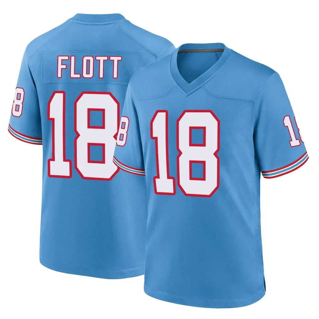 Tuec T.Titans #18 Cor'Dale Flott Player Light Blue Oilers Throwback Home Game Stitched Jerseys