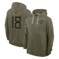Tuec T.Titans #18 Cor'Dale Flott Player Olive Salute to Service Hoodies Home Game Stitched Jerseys