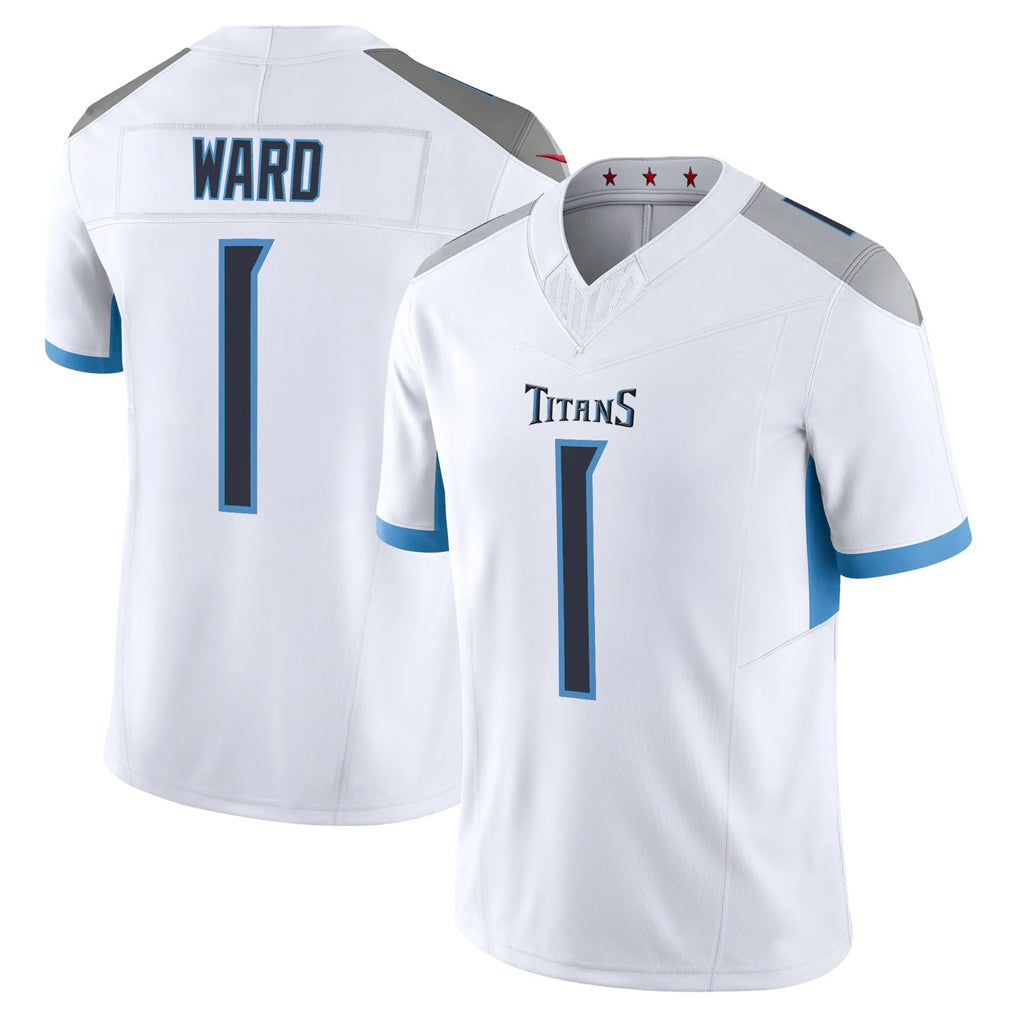 Tuec T.Titans #1 Cameron Ward Player White 2025 Vapor Limited Home Game Stitched Jerseys