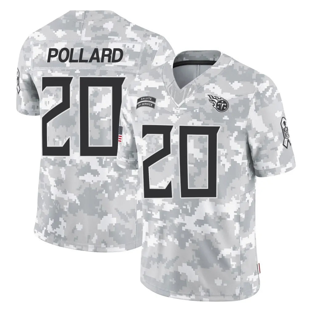 Tuec T.Titans #20 Tony Pollard Player Arctic Camo Limited Salute to Service Home Game Stitched Jerseys