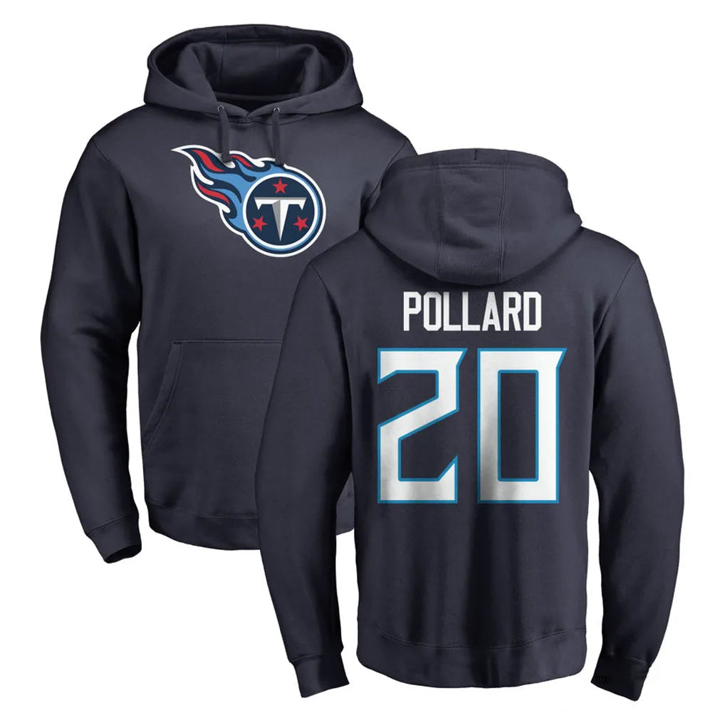 Tuec T.Titans #20 Tony Pollard Player Navy Logo Pullover Hoodies Home Game Stitched Jerseys