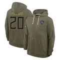Tuec T.Titans #20 Tony Pollard Player Olive Salute to Service Hoodies Home Game Stitched Jerseys