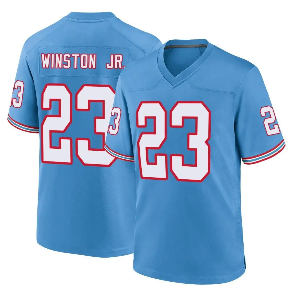 Tuec T.Titans #23 Kevin Winston Jr. Player Light Blue Oilers Throwback Home Game Stitched Jerseys