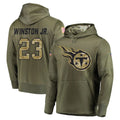 Tuec T.Titans #23 Kevin Winston Jr. Player Olive Salute to Service Pullover Hoodies Home Game Stitched Jerseys