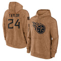 Tuec T.Titans #24 Alontae Taylor Player Brown Salute To Service Club Pullover Hoodies Home Game Stitched Jerseys