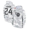 Tuec T.Titans #24 Alontae Taylor Player Camo Arctic Salute to Service Pullover Hoodies Home Game Stitched Jerseys