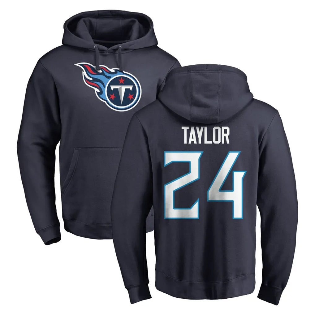 Tuec T.Titans #24 Alontae Taylor Player Navy Logo Pullover Hoodies Home Game Stitched Jerseys