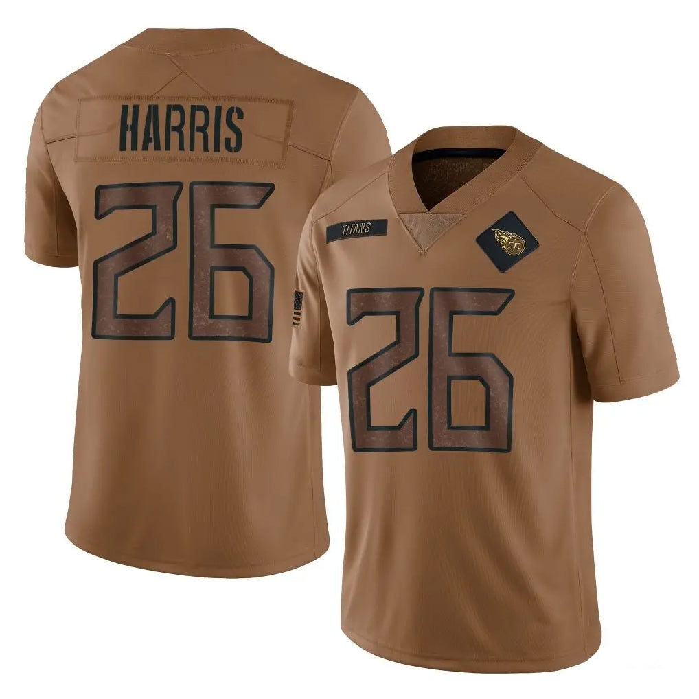Tuec T.Titans #26 Marcus Harris Player Brown Limited Salute to Service Home Game Stitched Jerseys