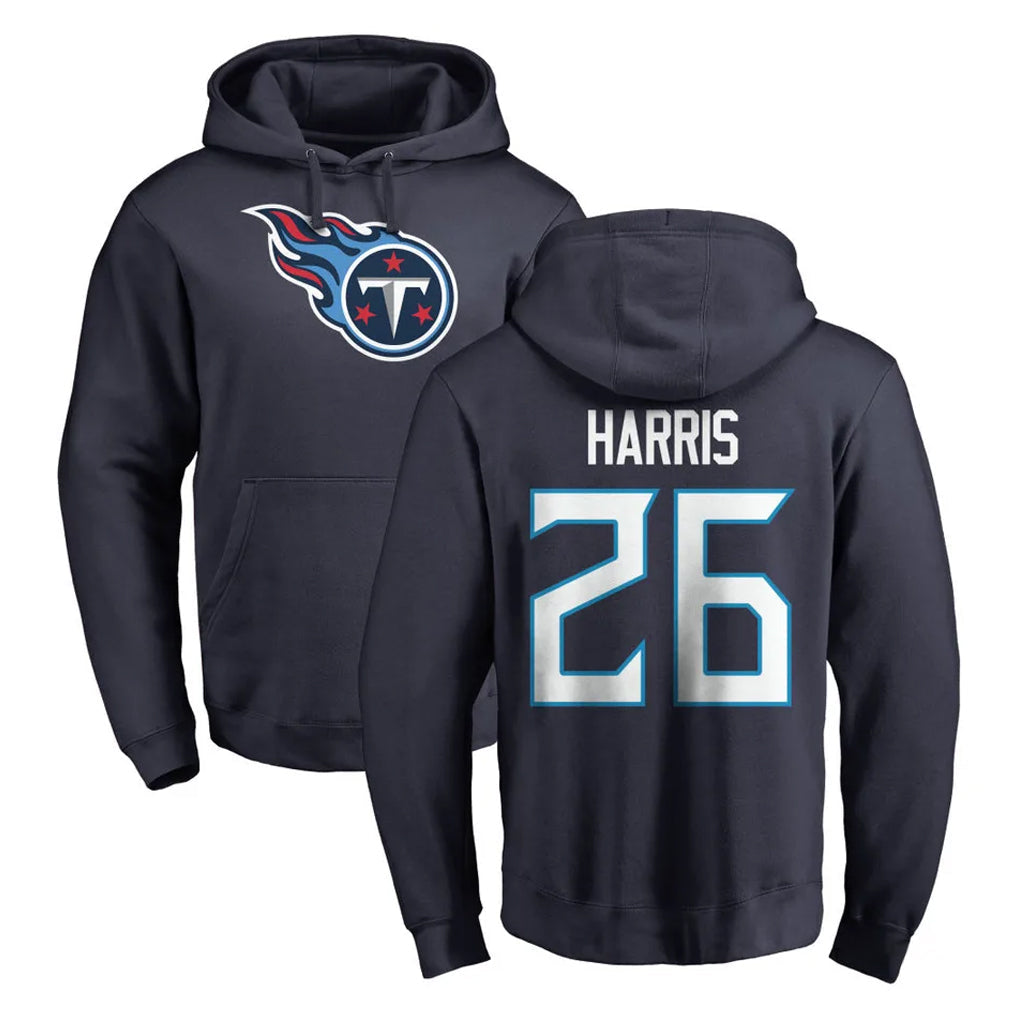Tuec T.Titans #26 Marcus Harris Player Navy Logo Pullover Hoodies Home Game Stitched Jerseys