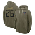 Tuec T.Titans #26 Marcus Harris Player Olive Salute to Service Hoodies Home Game Stitched Jerseys
