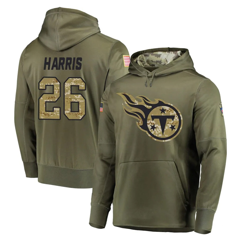 Tuec T.Titans #26 Marcus Harris Player Olive Salute to Service Pullover Hoodies Home Game Stitched Jerseys